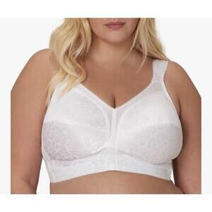 Playtex 18-Hour Ultimate Shoulder Comfort 4693 White Wireless Bra 40B Lace Style